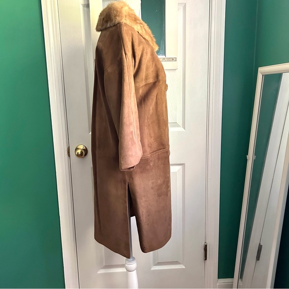 Vintage 60’s Brown Suede Coat with Fur Collar small - Picture 7 of 11